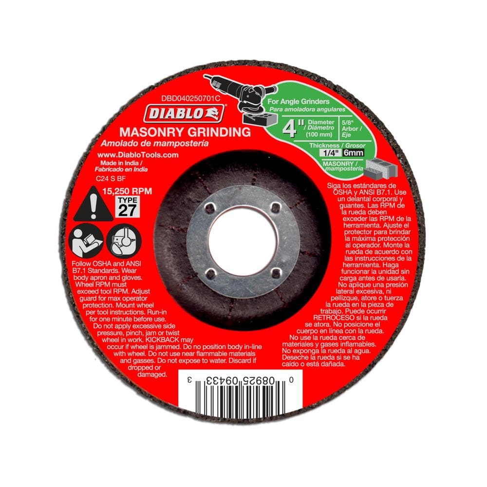 Disco de moagem Diablo Type 27 com 10 cm e 6 mm de espessura