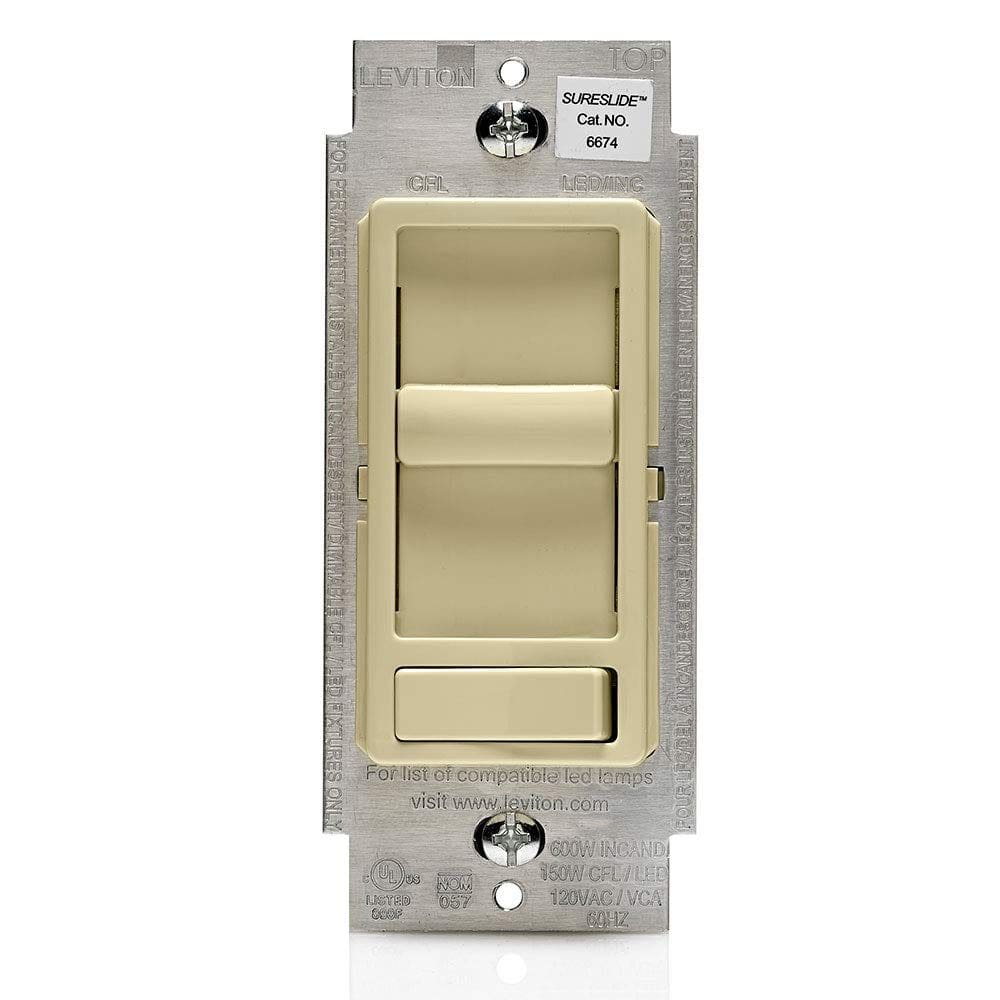 Interruptor de intensidade Leviton SureSlide 6674-P0I para lâmpadas LED Ivory