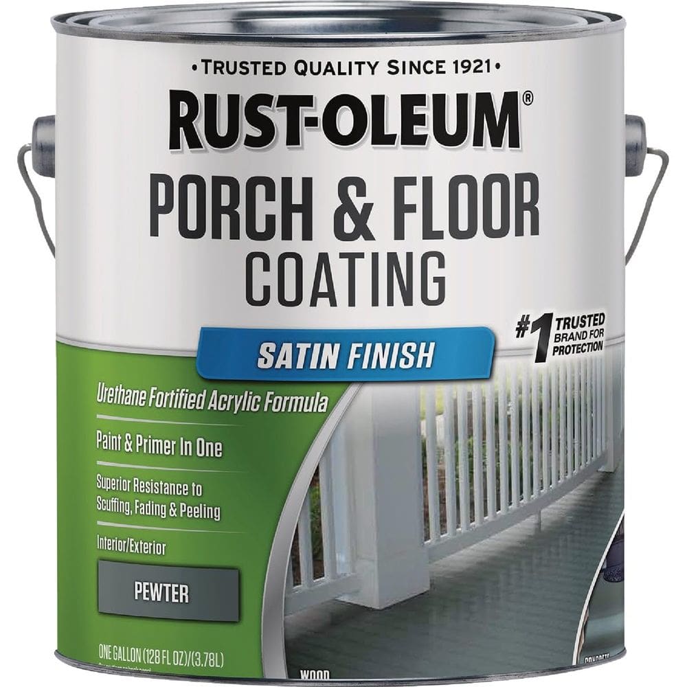 Pintura Rust-Oleum 320418 para Porche y Piso, Satinado, Peltre, 3.8 L