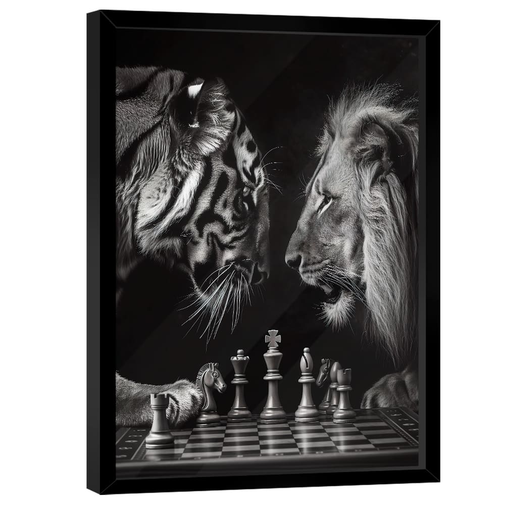 Quadro Decorativo Xadrez Felino