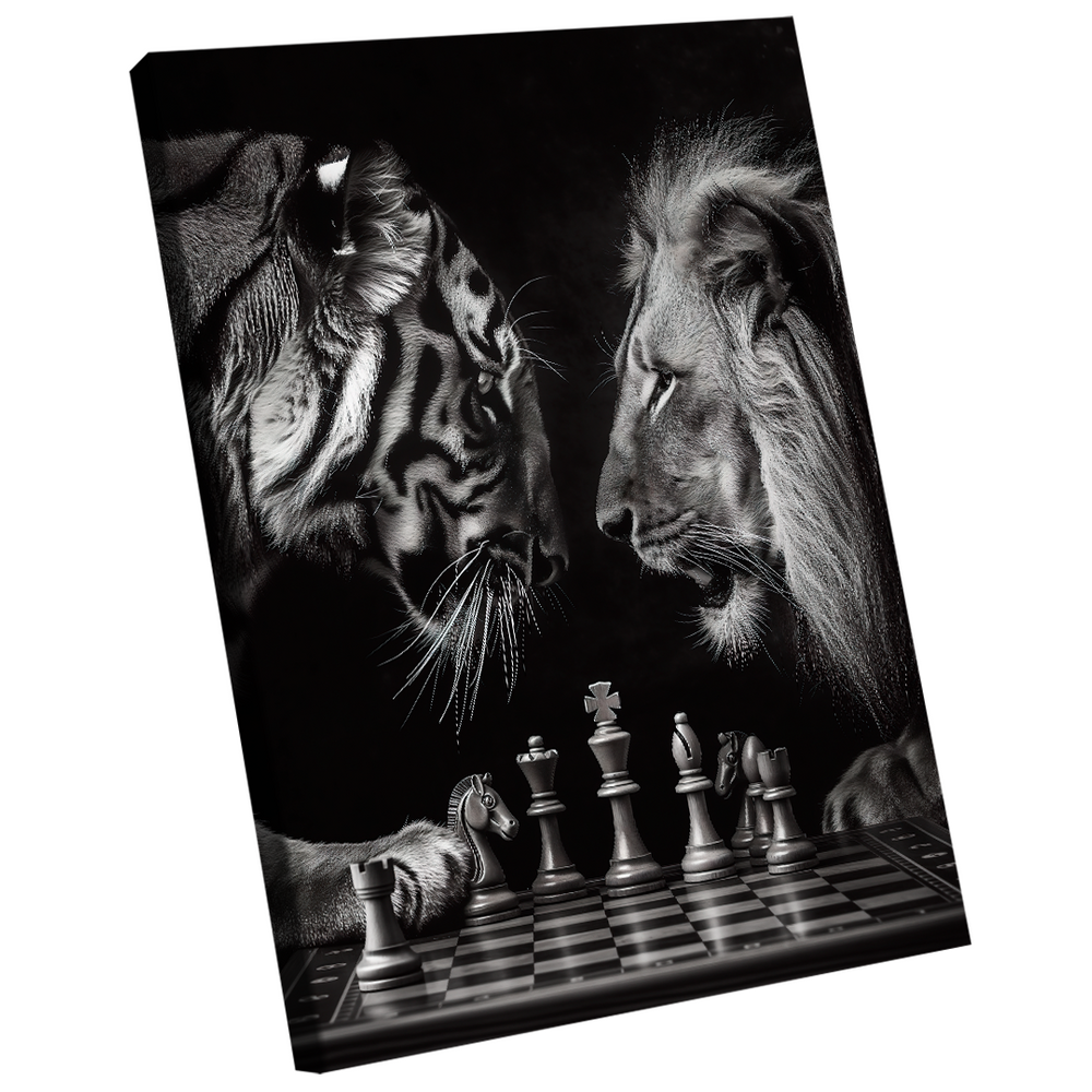 Quadro Decorativo Xadrez Felino