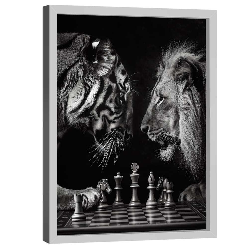 Quadro Decorativo Xadrez Felino