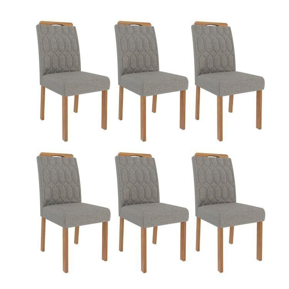 Kit 6 Cadeiras para Sala de Jantar EstofadasPaola Grafite