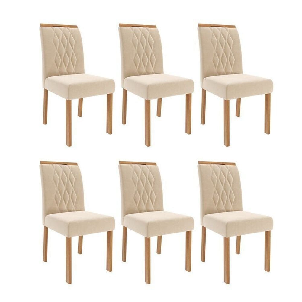 Kit 6 Cadeiras para Sala de Jantar EstofadasJuliana Nude