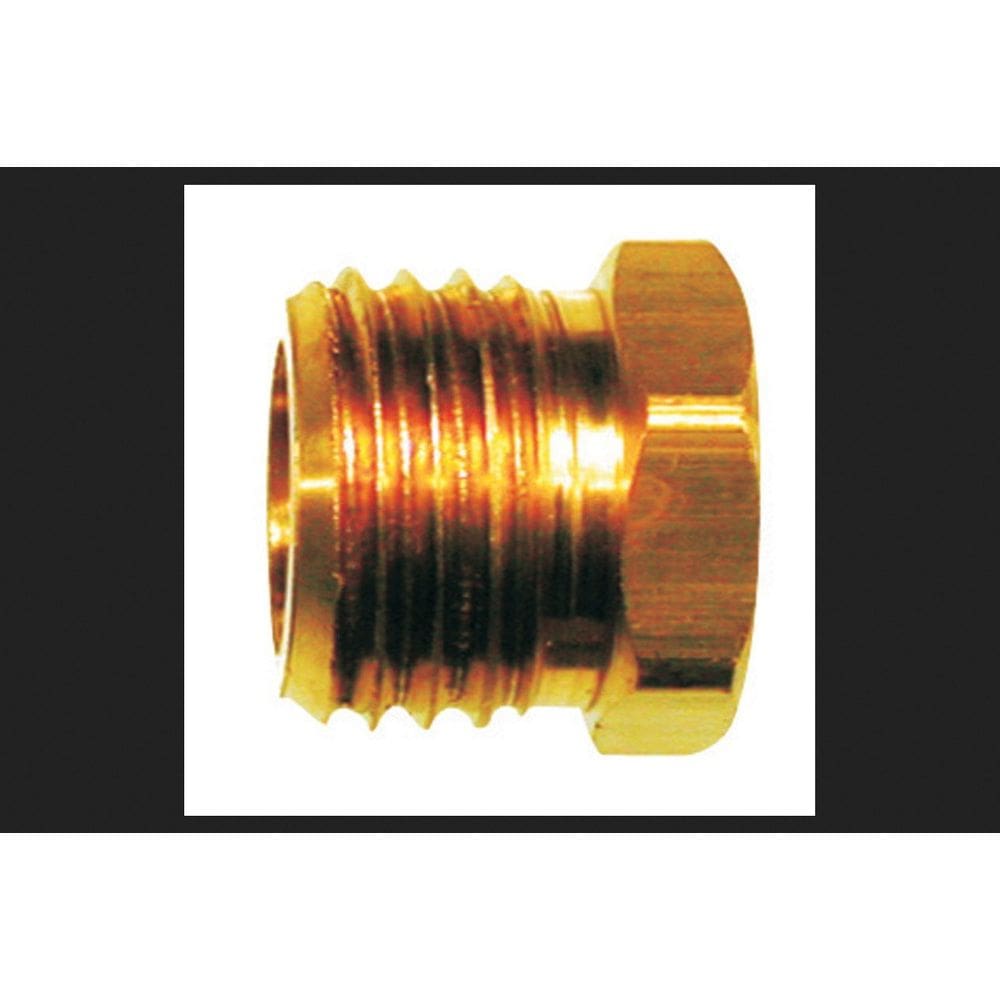 Porca de alargamento invertida JMF em latão de 1/4 pol. (6,35 mm) de diâmetro.
