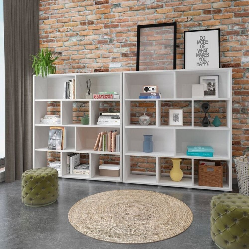 Conjunto de 2 Estantes Book com Diversos Nichos Branco