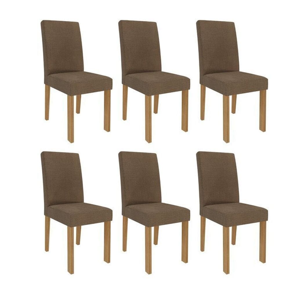 Kit 6 Cadeiras para Sala de Jantar EstofadasMaia Marrom/Mascavo