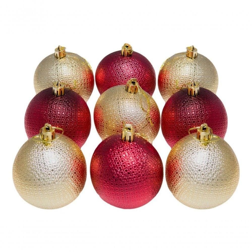 Kit 48 Bolas Natalinas árvore Natal 7cm Vermelho E Dourado