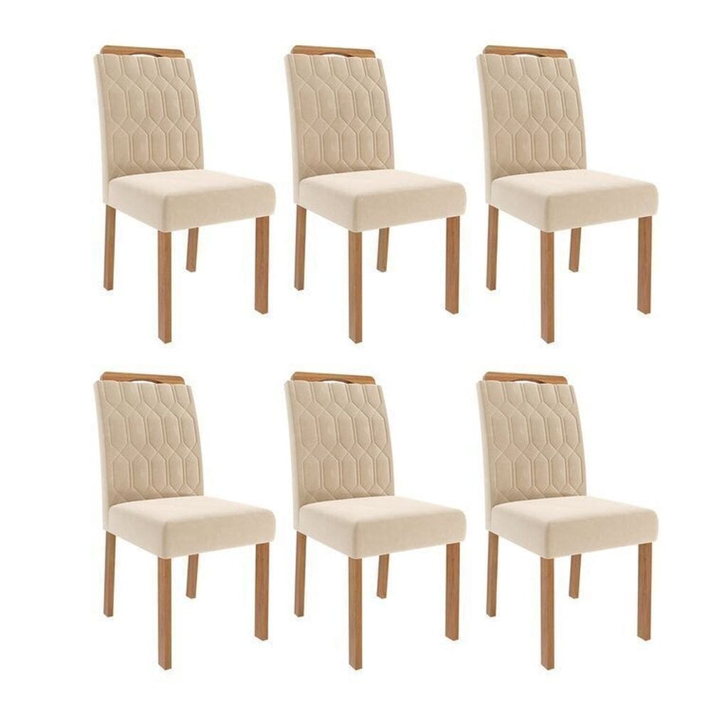 Kit 6 Cadeiras para Sala de Jantar EstofadasPaola Nude