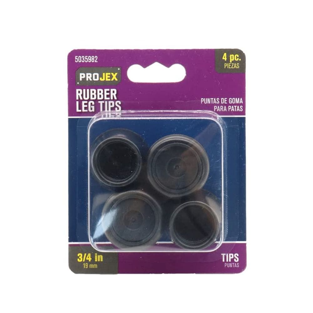 Pontas de perna para móveis PROJEX Rubber Round 1,9 cm, preto, pacote com 4