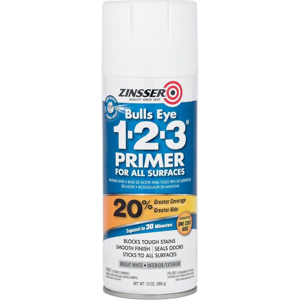Primer de pintura Zinsser Bulls Eye 1-2-3 branco 13 onças, pacote com 6