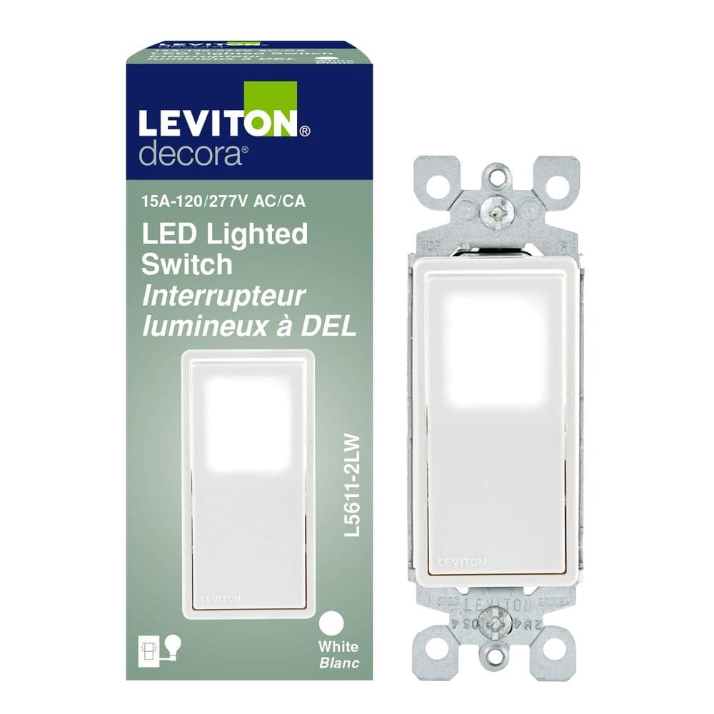 Interruptor eletrônico Leviton Decora iluminado de pólo único branco