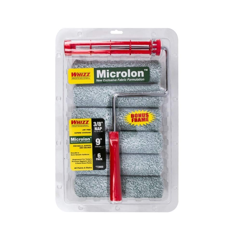 Tampa de rolo de pintura de 9 polegadas x 1 cm WHIZZ Microlon, pacote com 6