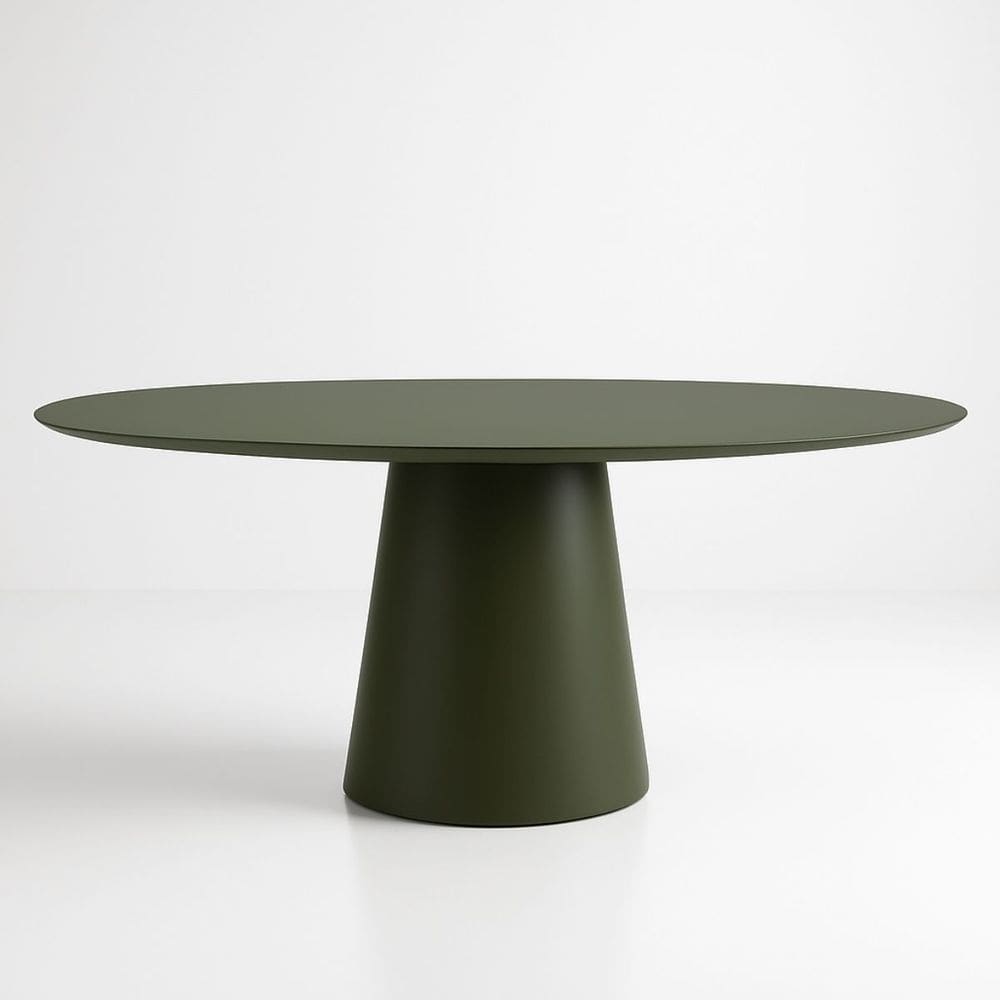 Mesa de Jantar Cone Oval 180x100 cm Laca Verde Musgo
