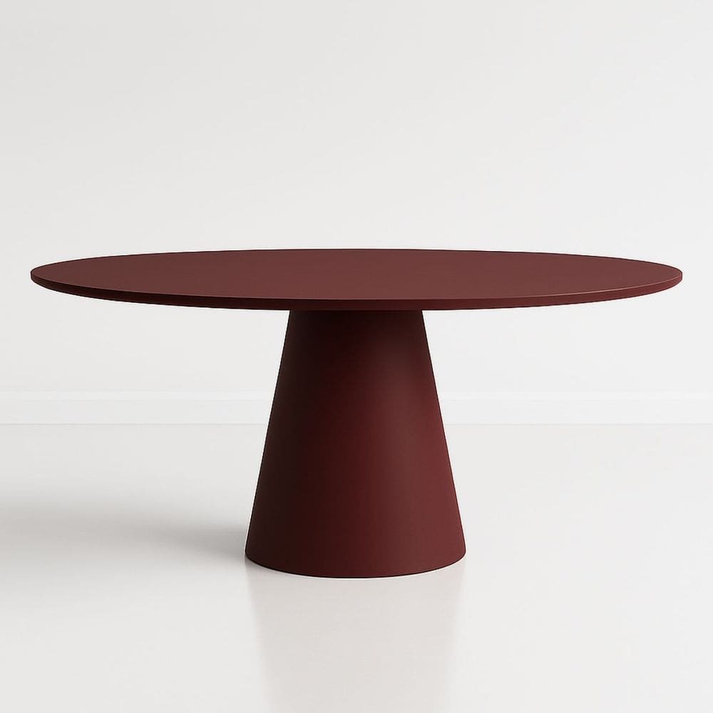 Mesa de Jantar Cone Oval 120x80 cm Laca Vinho Marsala
