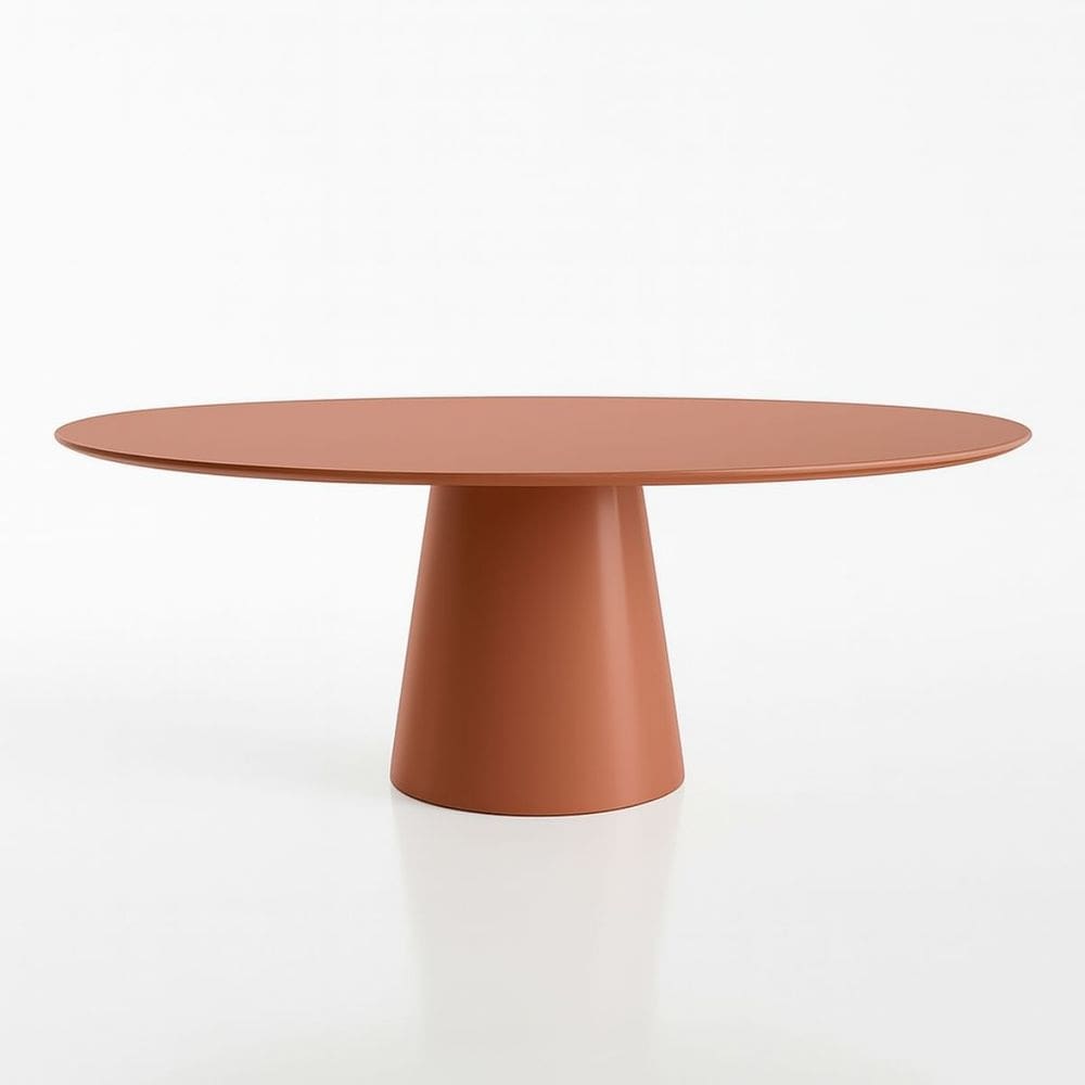 Mesa de Jantar Cone Oval 137x90 cm Laca Terracota