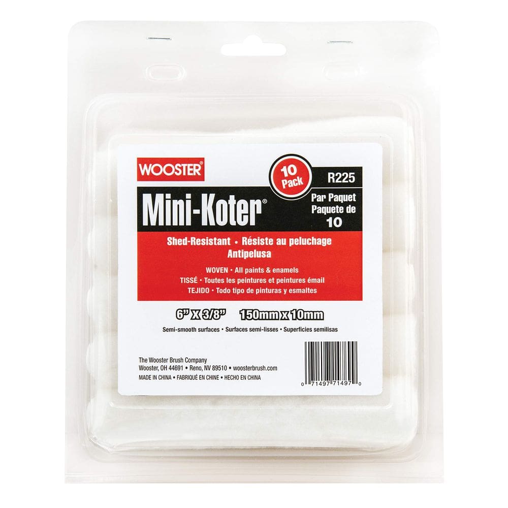 Capa de rolo de pintura Mini-Koter Wooster, 15 cm x 1 cm, pacote com 10