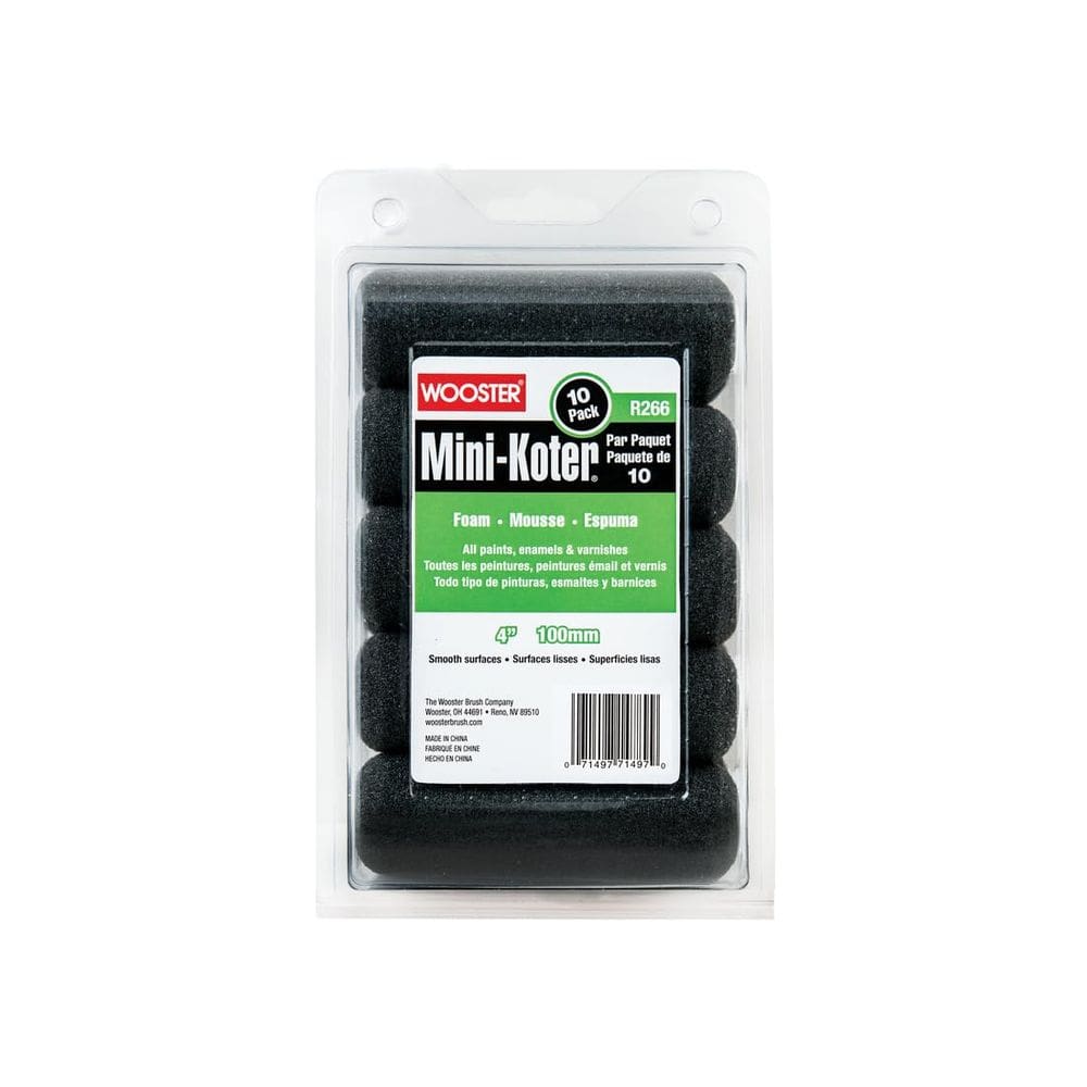 Mini rolo de espuma de 4 polegadas, pacote com 10 unidades, Wooster R266
