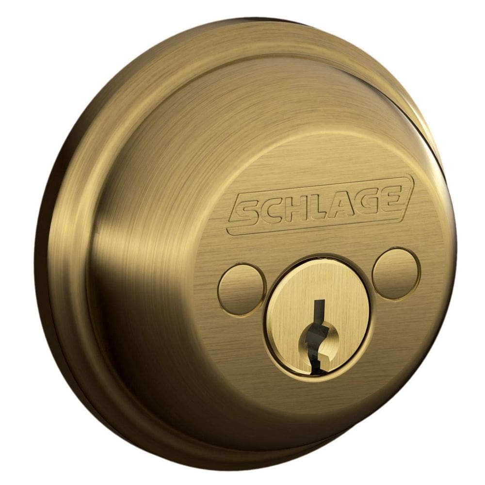 Fechadura SCHLAGE B62NV609 de duplo cilindro Deadbolt em latão antigo