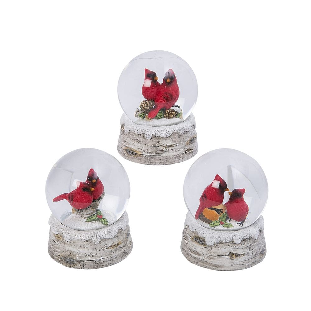 Conjunto de 3 globos de neve Cardinal de resina Gerson 11 cm