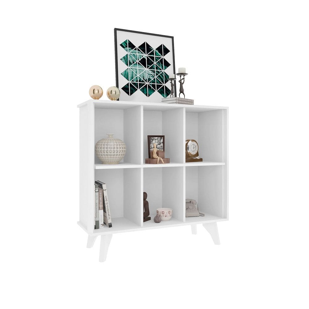 Aparador Organizador RV Móveis Panamá com nicho e prateleiras pés estilo retro Branco