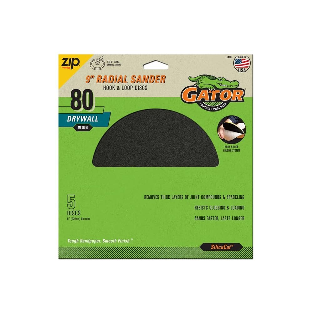 Disco de lixar Ali Industries Gator 9” de carboneto de silício 80 Grit, pacote com 5