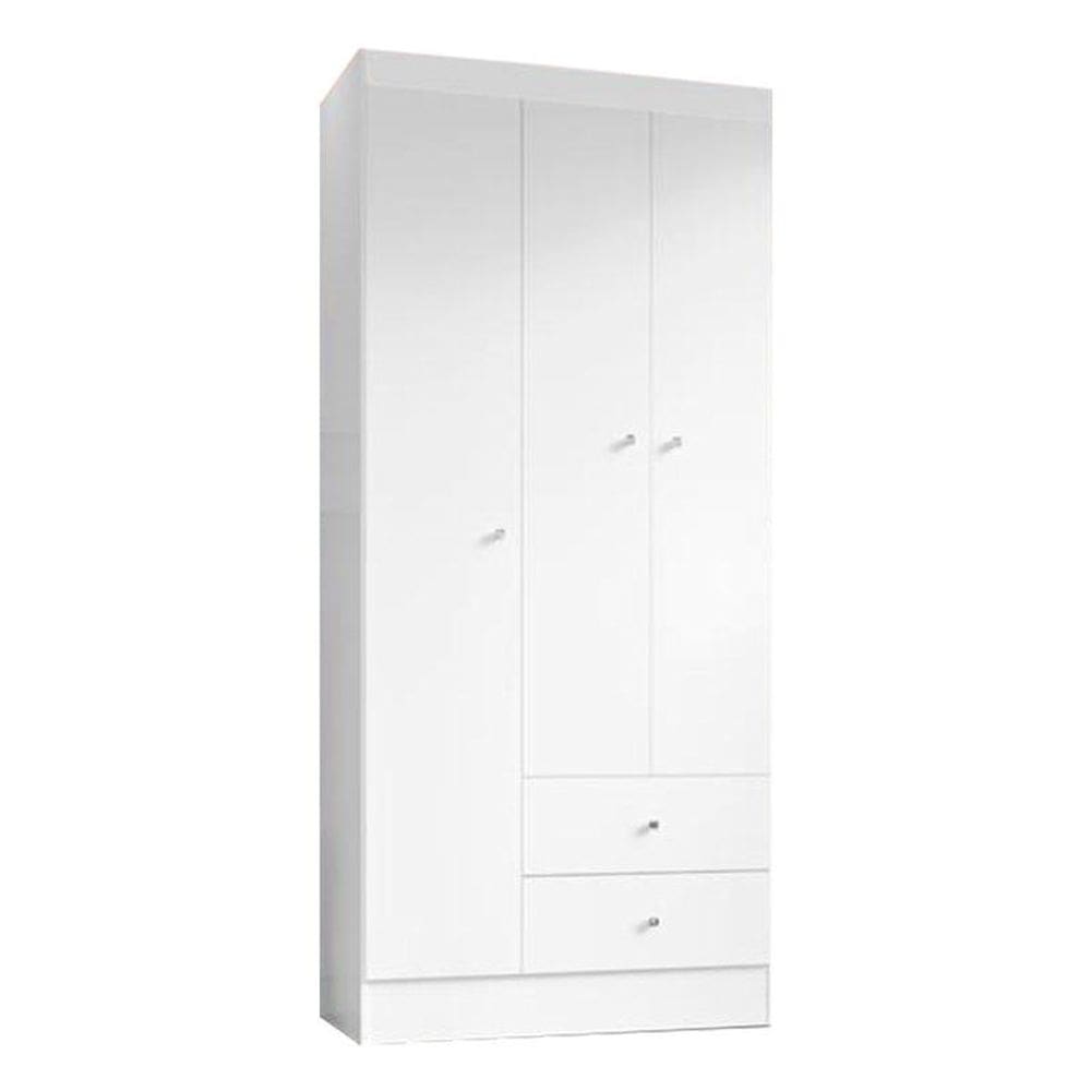 Guarda Roupa Solteiro Versa 3 Portas Branco Rosa Flex Fosco - Kits Paraná