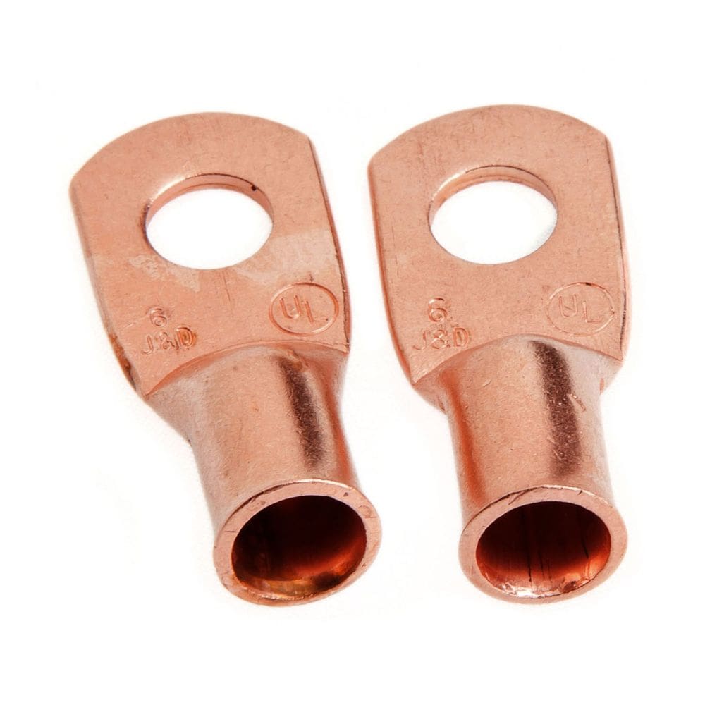 Terminais de cabo Forney 60091 Copper No. 6, pino de 1/4”, pacote com 2