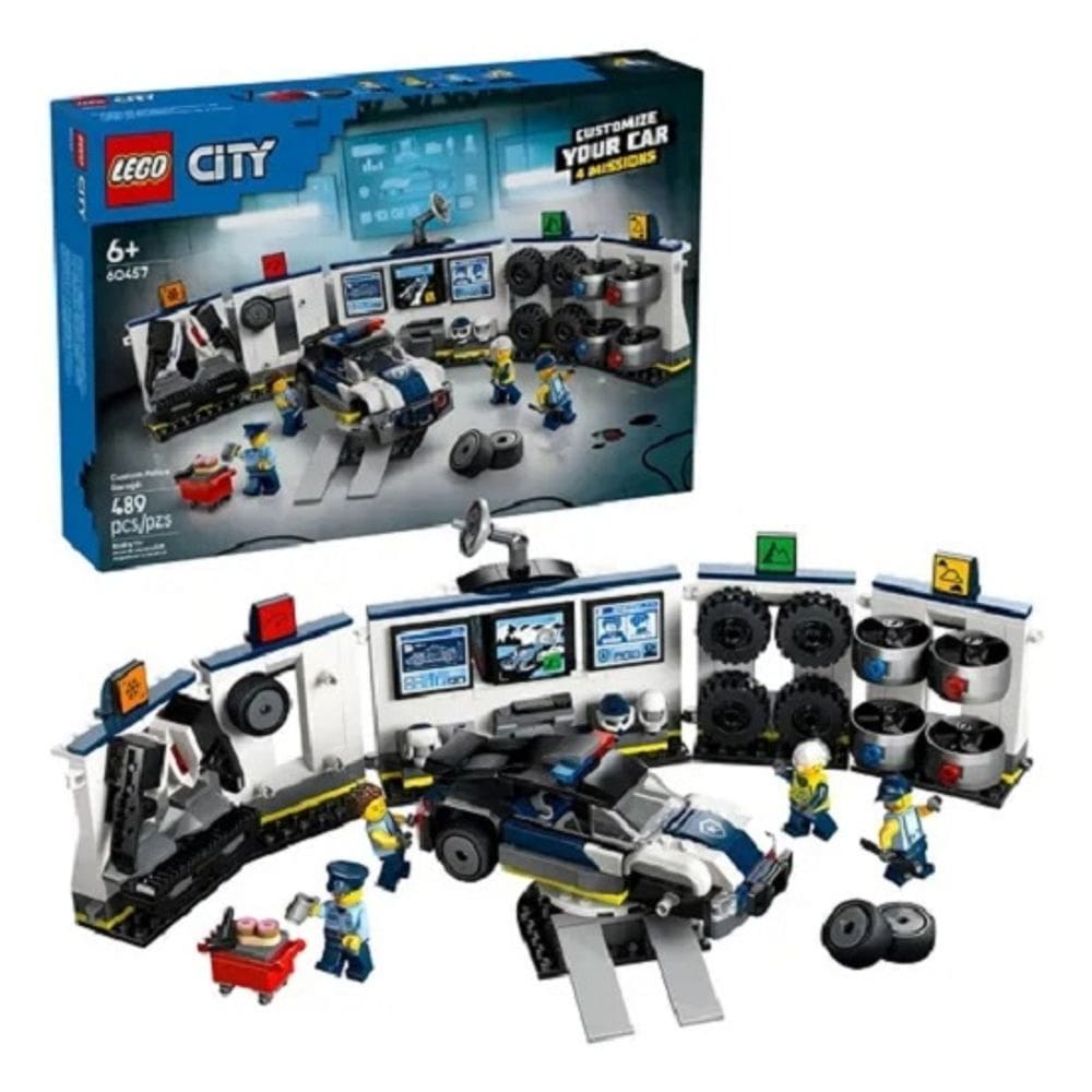 Lego 60457 City Garagem Personalizada Para Carros Da Polícia – 4 Jogos Pneus Missões – 489 peças