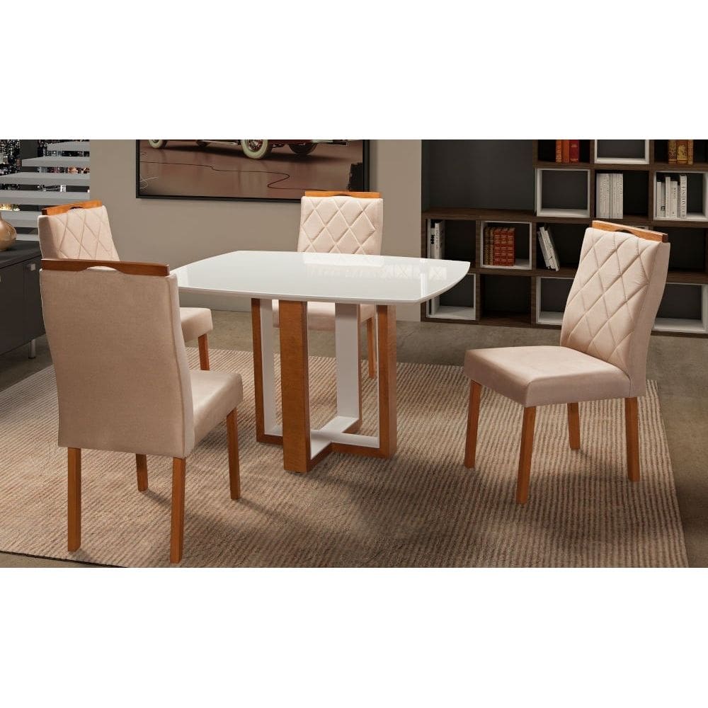 Sala de Jantar com 4Cadeiras 1,20x0,90m Atlas Art Salas