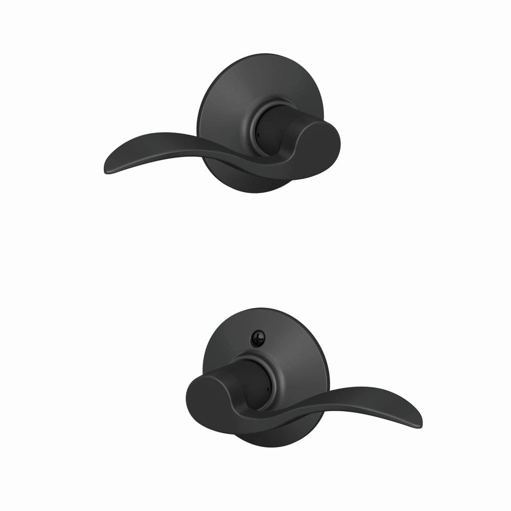 Alavanca de porta Schlage F10 ACC 622 Accent Hall Closet preto fosco