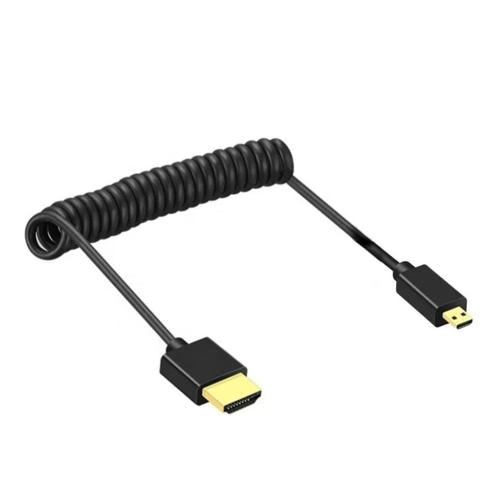 10X Cabo Camera Monitor Mola Espiral Hdmi X Micro-Hdmi 2.0