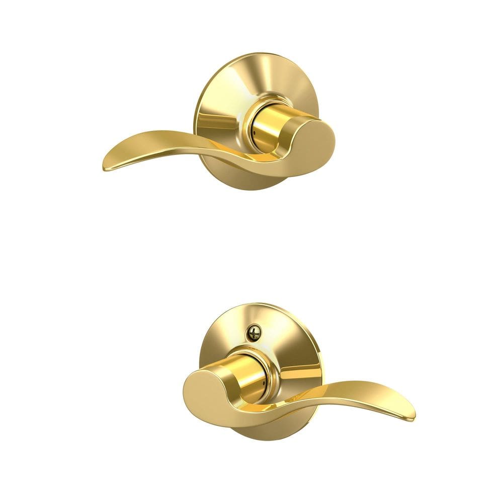 Alavanca de porta SCHLAGE F10 ACC 605 Passagem de latão brilhante