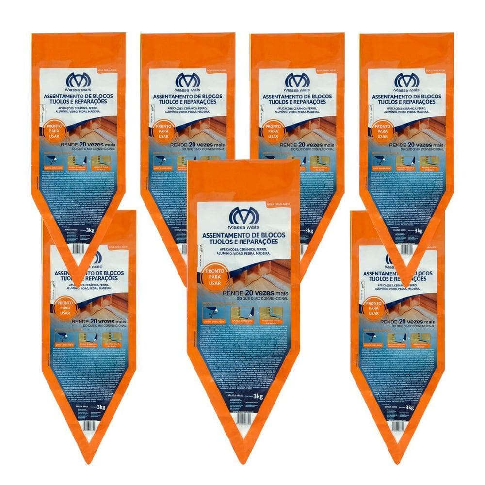 Kit 7 Packs Argamassa Polimérica Cola Blocos E Tijolos 3Kg