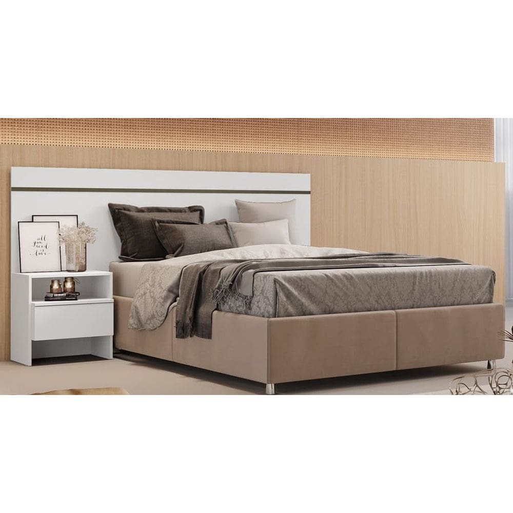 Cabeceira para Cama Box Casal com 1 Mesa de Cabeceira - Prime-Branco - Móveis Novo Horizonte