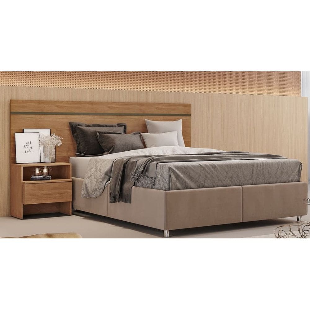 Cabeceira para Cama Box Casal com 1 Mesa de Cabeceira - Prime-Cumaru - Móveis Novo Horizonte
