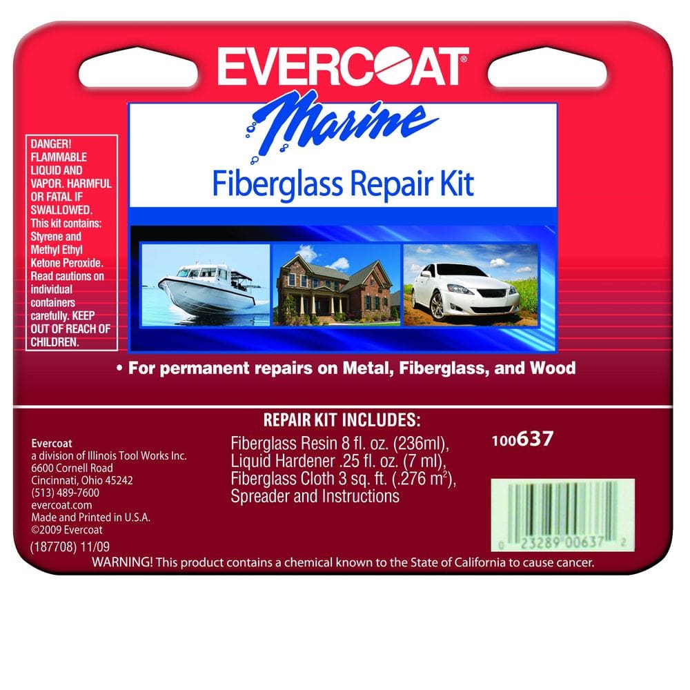 Kit de reparo de fibra de vidro Evercoat 637, resina de 236 ml