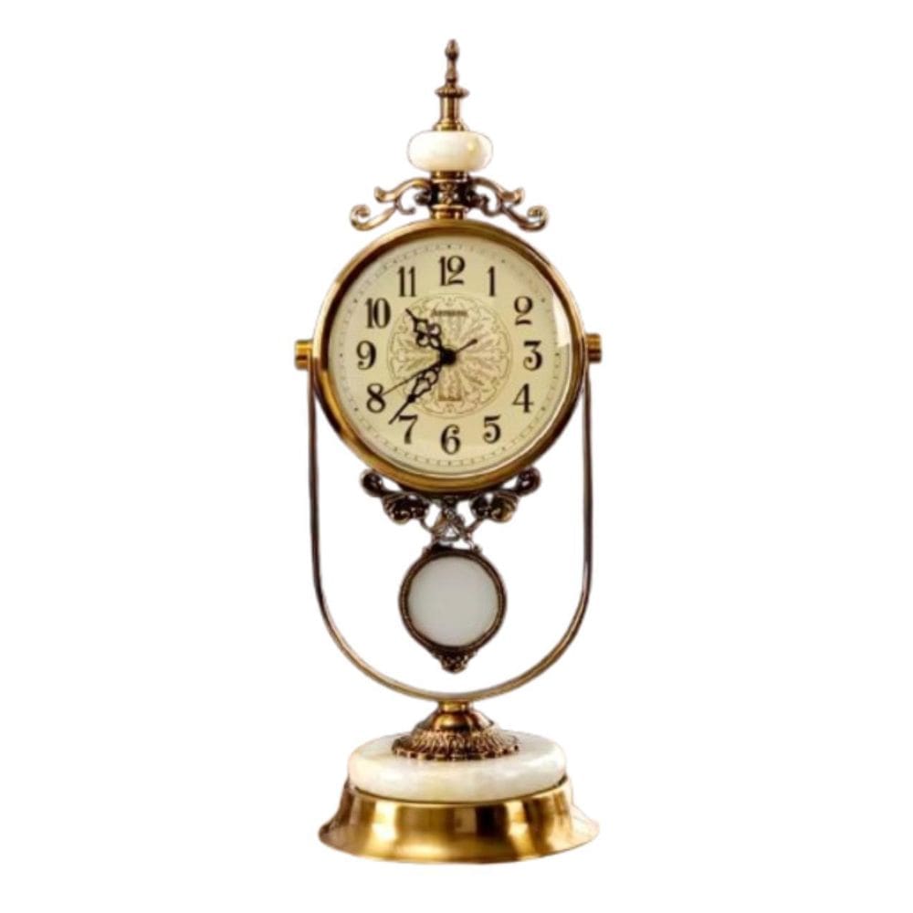 Relógio De Mesa Retro Arábico Jade Branca 18.5X16.5Cm