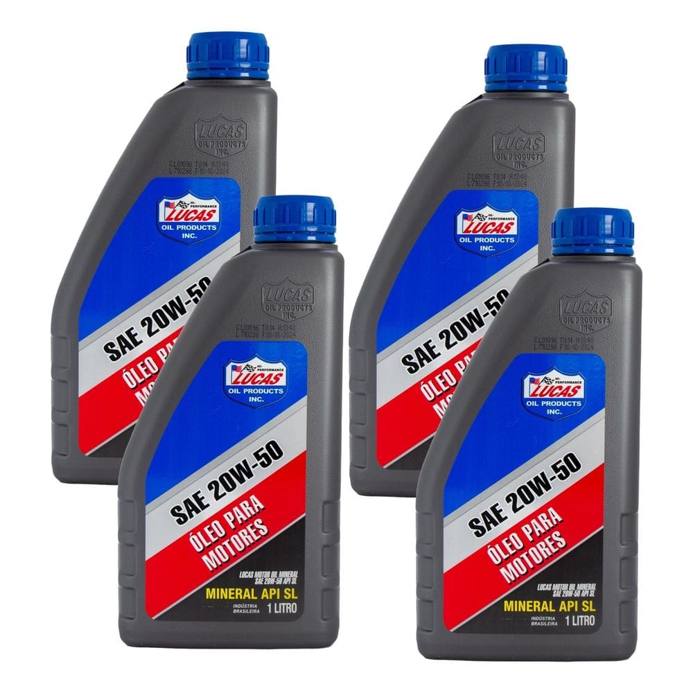 Kit 4 Óleo Lubrificante Motor Mineral Lucas Oil 20W50 Api Sl