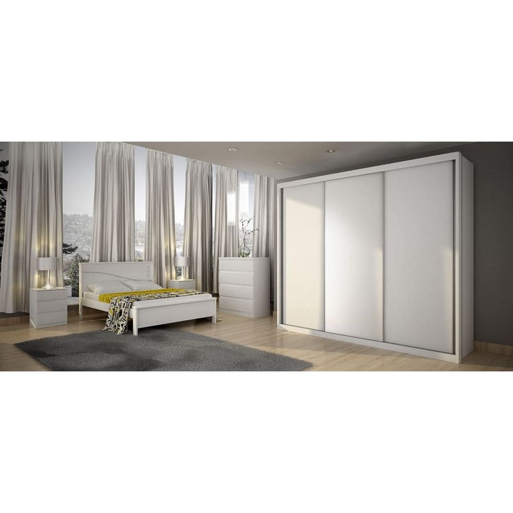 Guarda Roupa Casal 3 Portas 6 Gavetas - Paradizzo Gold-Branco - Móveis Novo Horizonte