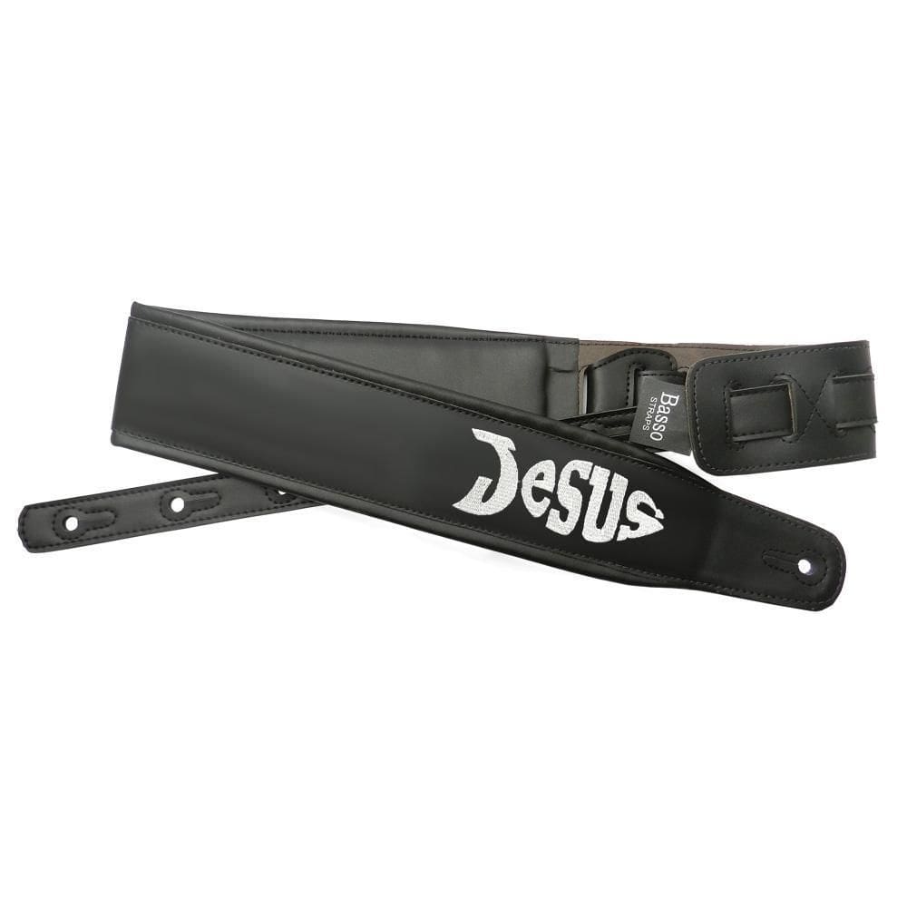 Correia De Couro Basso Cla Peixe Jesus Preta