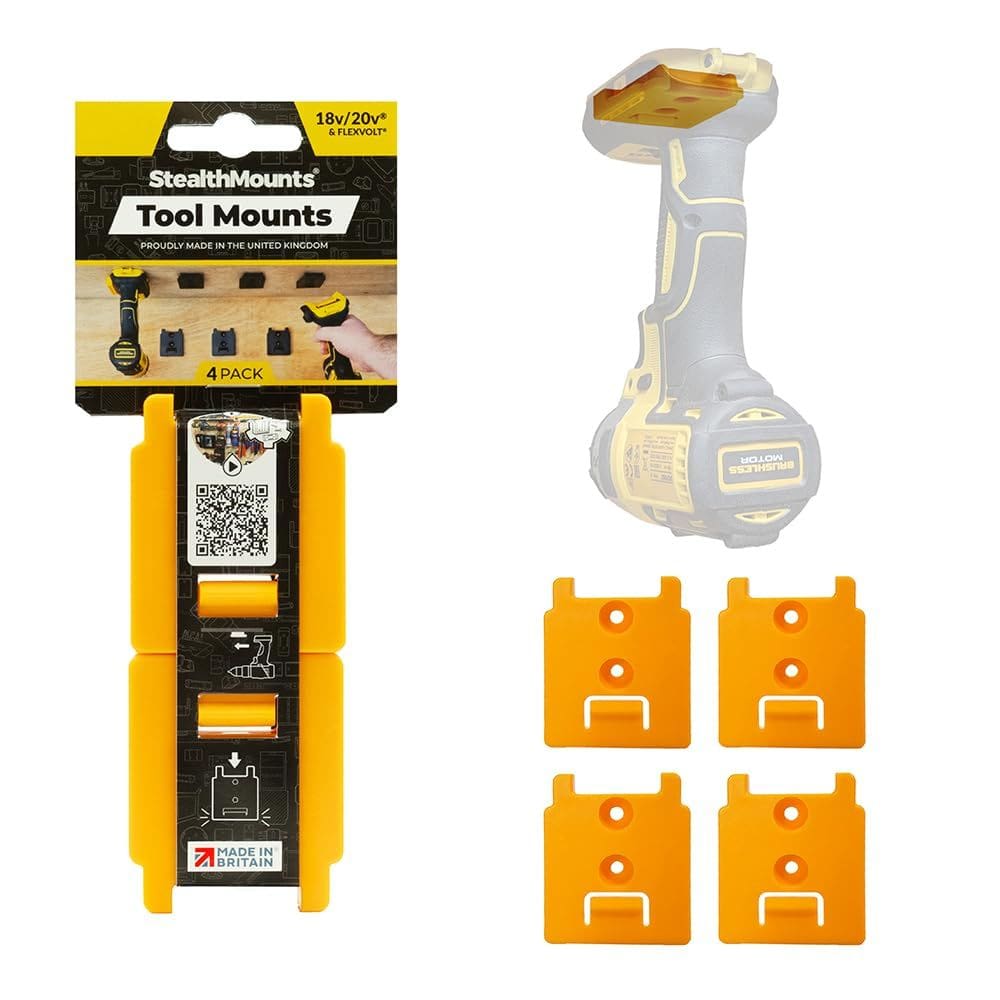 Suporte de ferramentas StealthMounts para DeWalt 20V/60V (pacote com 4) amarelo