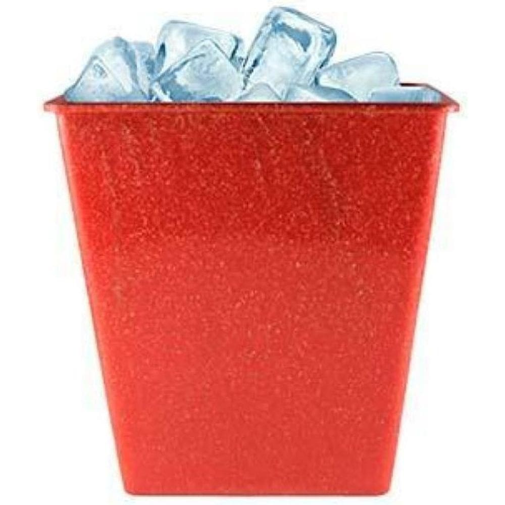 Kit 6 Balde Gelo Fibra Madeira Vermelho 2,6L