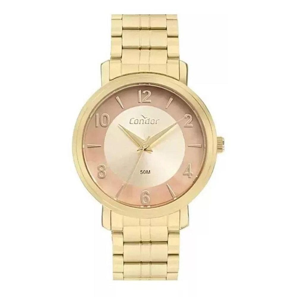 Kit Relógio Condor Feminino Dourado 3Atm