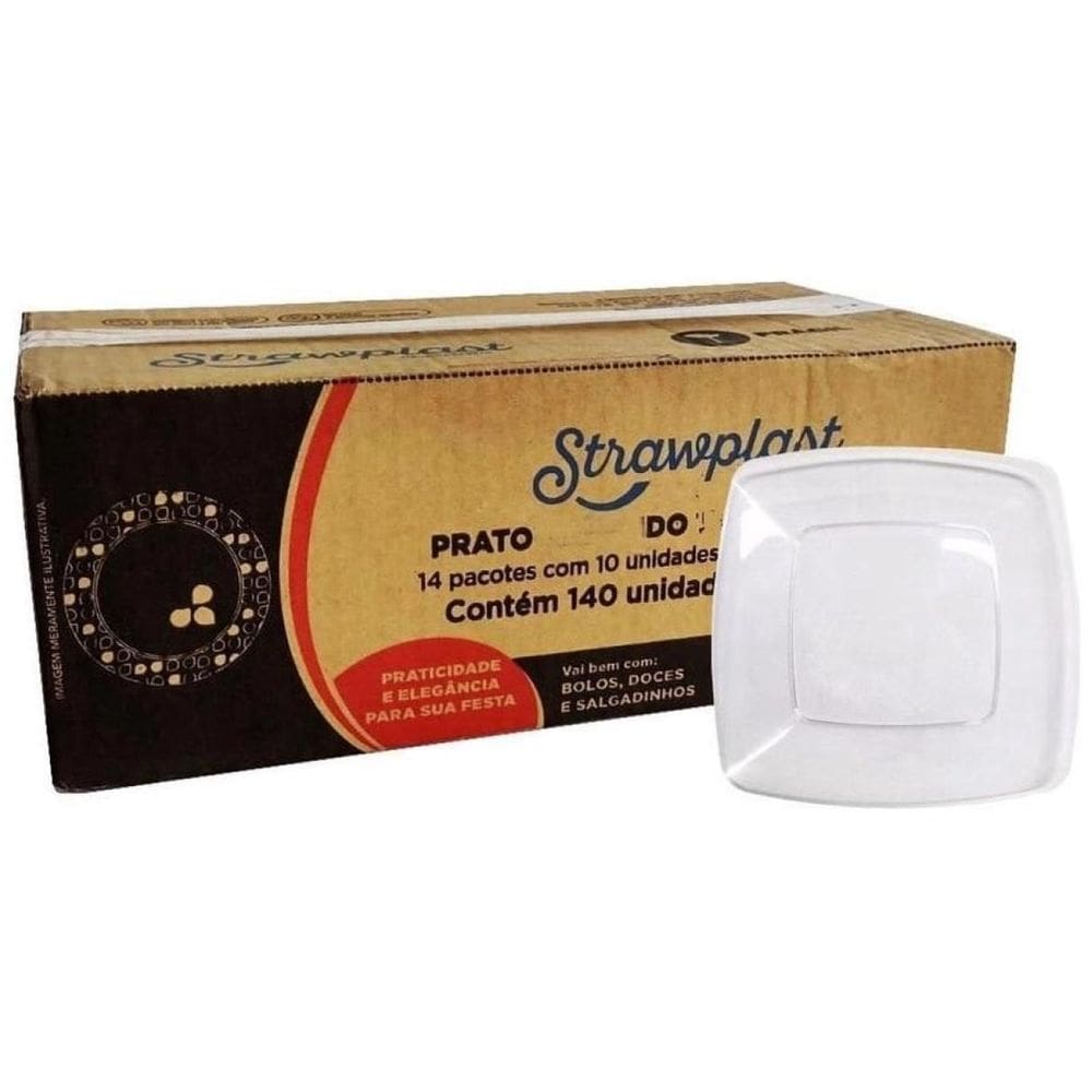 Pratos Acrílico Quadrado Cristal 21cm - 140 unds.