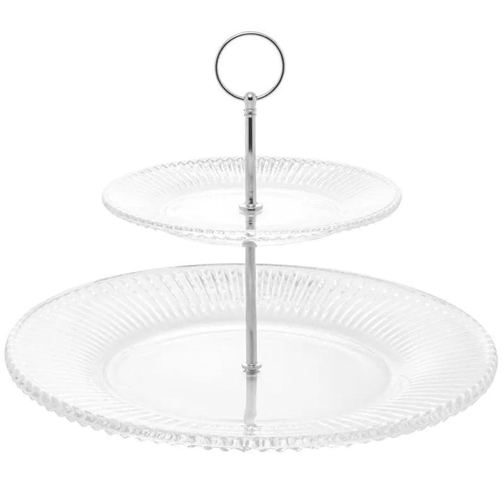 Porta Doces De Vidro 2 Andares Diamond 25Cm 220619