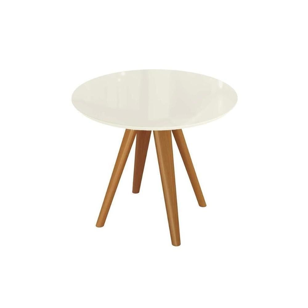 Mesa de Sala Jantar Duna Premium Madeira Maciça c/ Tampo Madeirado c/ Vidro 105x105cm Carvalho/Off White - Kappesberg