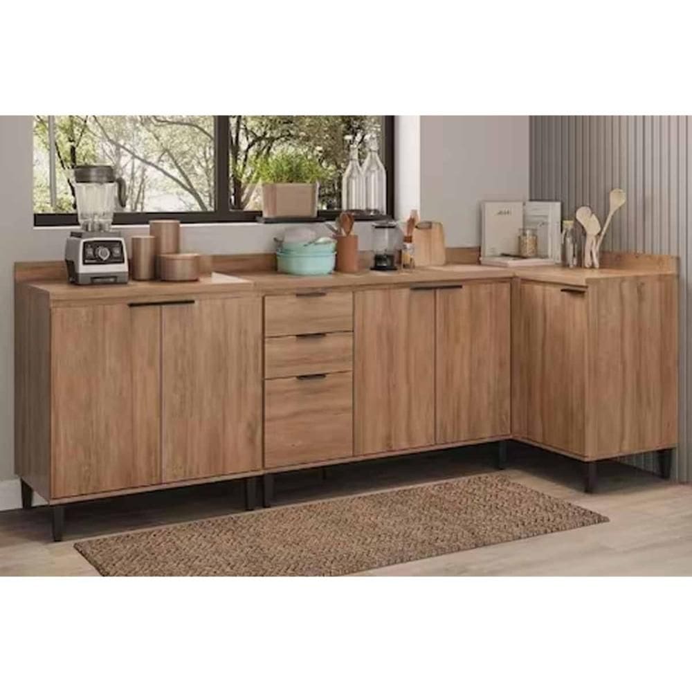 Cozinha Completa Alpha 3 Peças (3Balcões) C3P39 Freijo - Carraro