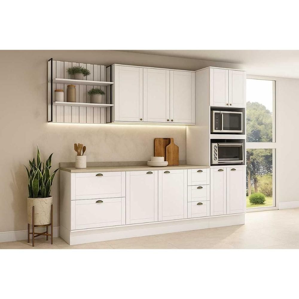 Cozinha Completa Bella 5 Peças (1Aéreo+2Balcões+1TorreQuente+1Complemento) C5P142 Branco - Carraro