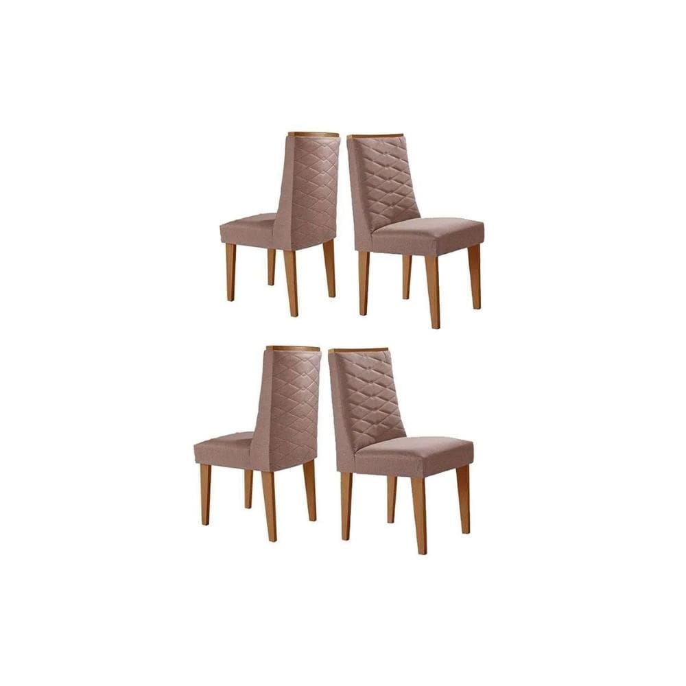 Cadeira Sala de Jantar Dafne Kit 4 Un Madeira Capuccino/Linho Capuccino - Rufato
